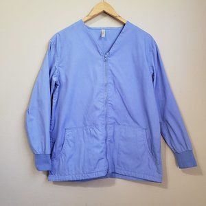 Loft Scrubs Ceil Blue Double Zip Front Scrub Jacket Size XS